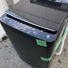 NO 616 ★福岡市内配送設置無料★　2022年式 ハイセンス 全自動 洗濯機 5.5kg ブラック HW-K55E 最短10分洗濯 真下排水 予約機能 スリム 風乾燥 強力洗浄 一人暮らし 二人分のお洗濯