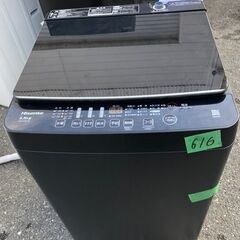 NO 616 ★福岡市内配送設置無料★　2022年式 ハイセンス 全自動 洗濯機 5.5kg ブラック HW-K55E 最短10分洗濯 真下排水 予約機能 スリム 風乾燥 強力洗浄 一人暮らし 二人分のお洗濯