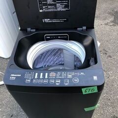 NO 616 ★福岡市内配送設置無料★　2022年式 ハイセンス 全自動 洗濯機 5.5kg ブラック HW-K55E 最短10分洗濯 真下排水 予約機能 スリム 風乾燥 強力洗浄 一人暮らし 二人分のお洗濯