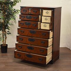 ≪yt1653ジ≫ 和箪笥 幅90cm 中型 7段8杯 1開き 隠し