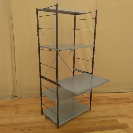 ★ジモティ割あり★ 土井インテリア工業 レンジボード ブラック H184×D45×W89 クリーニング済み HJ5226 ☆ジモティ割あり☆ 土井インテリア工業 レンジボード ブラック H184