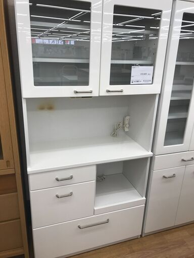 ☆ジモティ割あり☆ パモウナ 食器棚 ホワイト H180×D43×W79.5