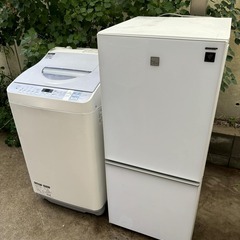 SHARP ペア 冷蔵庫フロントガラス＆洗濯乾燥機 2点セット 人気白 Used・ 美品
