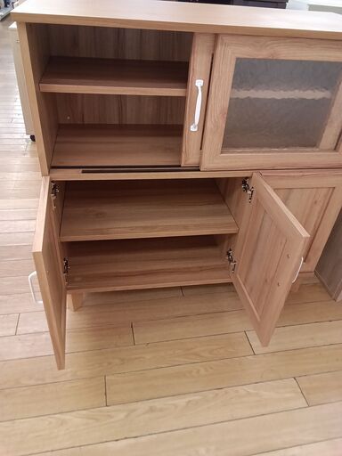 ☆ジモティ割あり☆ 食器棚 ナチュラル H80×D40×W90 クリーニング済み 