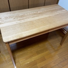無印良品 オーク無垢材デスク テーブル（引出・足元棚付）