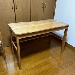 無印良品 オーク無垢材デスク テーブル（引出・足元棚付）