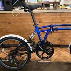 【希少！ドッペルギャンガーM6blue前後タイヤ・チューブ新品！】7段変速　サスペンション付き　20インチ折りたたみ自転車　ブルー