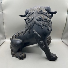 k1102613 時代 古銅玉獅子 中国美術 朝鮮 銅製 銅器 唐銅 置物 骨董品 美術品 古美術 時代品 古玩 明治時代 銅製 ブロンズ 獅子彫刻 状渡し 中古 現状品