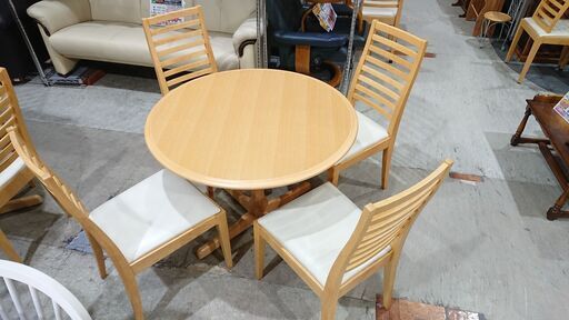 IDC大塚｜秋田木工｜T-5651｜N005｜円卓ダイニングセット5点セット②