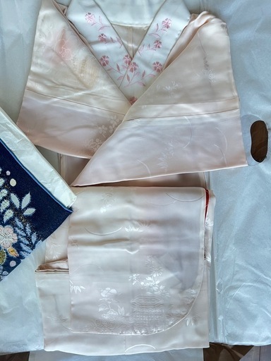 ○ O) 豪華絢爛 正絹 振袖 帯 六通 オレンジ 金糸 金彩 色彩 花模様