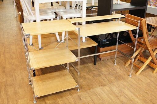 (Y)北大前! 札幌 引取 良品計画 MUJI 無印良品 ステンレスユニットデスク サイドラック ベージュ×シルバー 机 棚 家具 札幌発 店頭引取可能 2041399