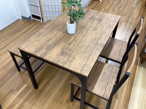 木製ダイニングテーブル&ベンチ【取りに来ていただける方限定】 取りに来られる方限定！！】萩原株式会社 ダイニング4点セット