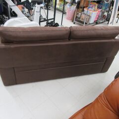 ワイド2シーター ソファ 幅188×奥行92×高さ88cm スエード調 ブラウン