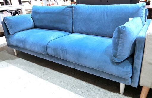 ソファ 3人掛け 美品 ブルー ☆美品☆フランフラン クラートソファー