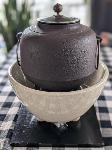 風炉型電熱器 朝鮮風炉 野々田 美品 野々田合金製 朝鮮風炉型電熱器 コントローラー式 風炉釜 前瓦