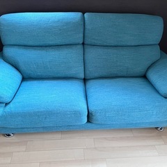 決定しました】3人掛けソファー ターコイズブルー Nポケット