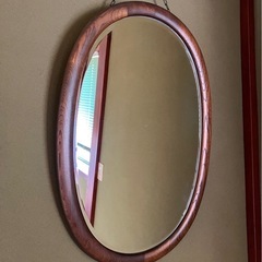 オールド カリモク ウォールミラー 楕円形 karimoku カリモク⭐️ミラー 鏡 壁掛け オーバル アンティーク