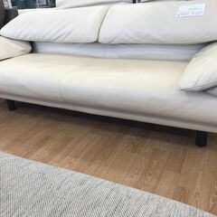 ★ジモティ割あり★ Poltromec ポルトロメック ジェミニ 本革 2.5人掛けソファ ホワイト H73×W205×D90 クリーニング済み KJ6783