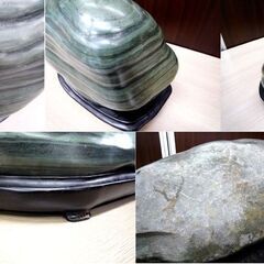 鑑賞石 置物 青虎石 水石 詳細不明 台付き 約25Kg コレクション 苫小牧西店 鑑賞石 置物 青虎石 水石 詳細不明 台付き 約25Kg コレクション 苫小牧西店