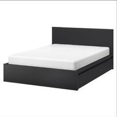IKEA クイーンsize MALM ベッドフレーム ブラック 収納付き