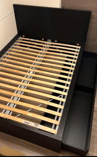 IKEA クイーンsize MALM ベッドフレーム ブラック 収納付き