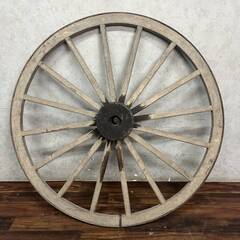 🔷🔶🔷WY14/78 大八車 車輪 蔵出し 直径111cm 鉄 木製 馬車 荷車 古民具 大型 オブジェ ディスプレイ インテリア ガーデニング★引取歓迎②〇🔷🔶🔷