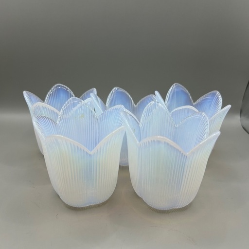 カメイガラス ほたる花 オパールクリスタル 葉っぱ型5皿セット カメイ