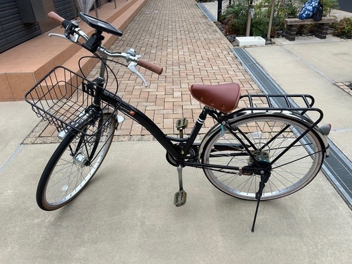折りたたみ自転車 6段変速26インチ ミニベロ ママチャリカゴ付 