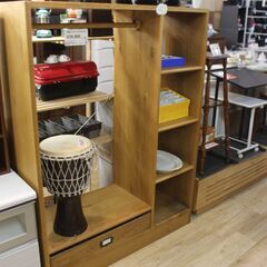 川崎市宮前区リサイクルオフ】 関家具 ハンガーラック付シェルフ 