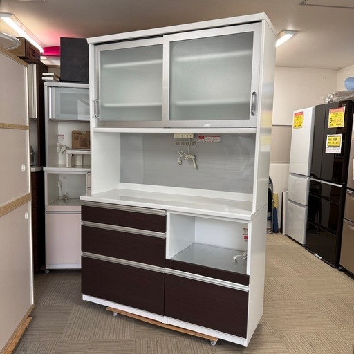超美品‼️】高級日本製♪ ユーアイ 135cm幅キッチンボード食器棚収納