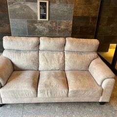 D-264】三人掛けソファー 布素材 中古 激安 クリームベージュカラー