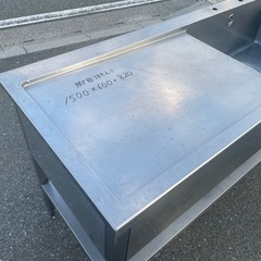 □中古品 タニコー 台付き1槽シンク 1500x600x820mm 厨房□