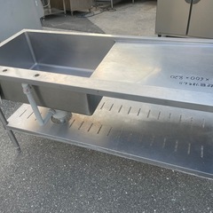 □中古品 タニコー 台付き1槽シンク 1500x600x820mm 厨房□