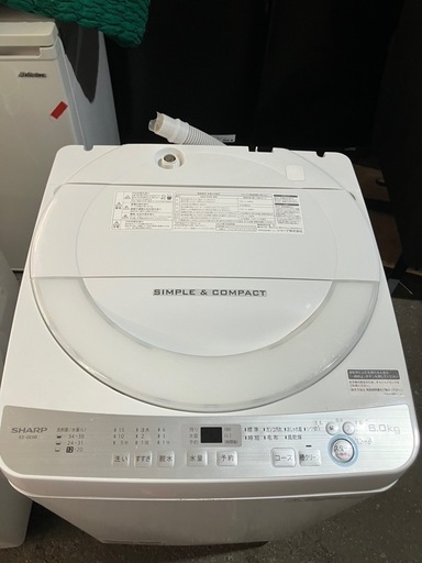 中古 5.5kg 全自動洗濯機 シャープ ES-GE5B-T 風乾燥機能搭載 2018