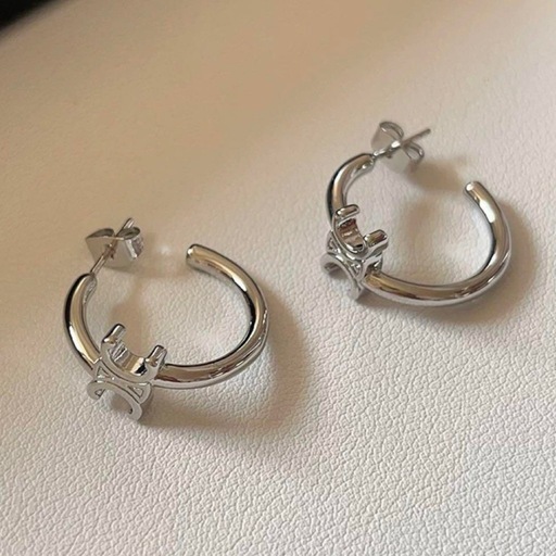 CELINE シルバー ピアス トリオンフ アシンメトリックフープ / セリーヌトリオンフ アシンメトリックフープピアス レディース