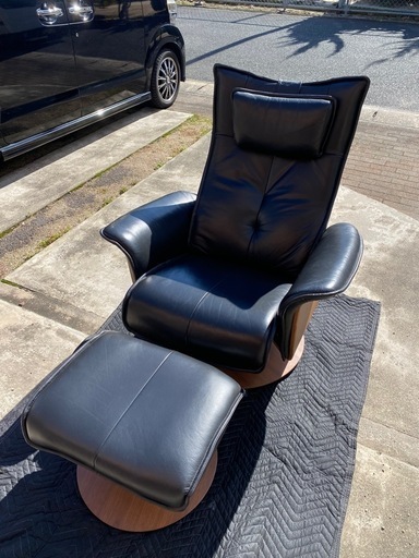 リクライニングチェア 本革 オットマン付き ZEDERE イタリアンレザー lushroom リクライニングチェア 回転式 本革 イタリアンレザー 1人掛け