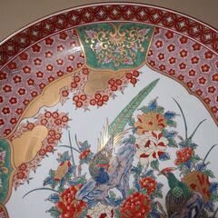 有田焼 緒方松右衛門 極上錦孔雀  大皿 直径61cm 