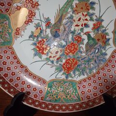 有田焼 緒方松右衛門 極上錦孔雀  大皿 直径61cm 