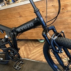 【美品！KYUZOダブルサスペンション】6段変速　セミファットタイヤ20インチ折りたたみ自転車　マットブラック