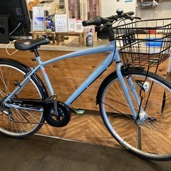 【 美品！DCM  LEDオートライト】6段変速　27インチシティクロス　グレイッシュブルー