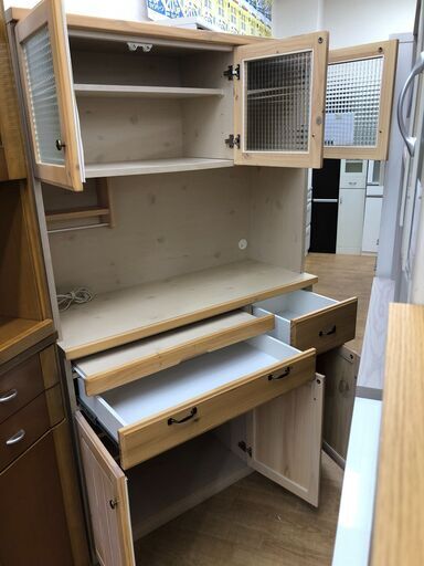 ★ジモティ割あり★  食器棚 ナチュラル W113×D47×H181 クリーニング済み SJ7685 ☆ジモティ割あり☆ 食器棚 ナチュラル W113×D47×H181 クリーニング