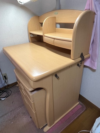 無印良品 勉強机 オーク材 木製デスク & キャビネット MUJI 2点セット 