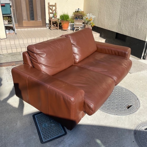 無印良品革張りワイドアームソファ 2シーター 配送あり 無印良品 MUJI