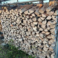 薪ストーブ4-6キャンプ広葉樹薪割済MIX薪の桜、さくらんぼ、柿、栗1棚