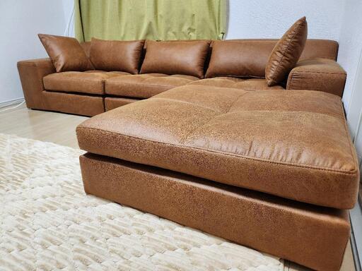 1人掛け リクライニング ハイバックソファ キャメル ヴィンテージスタイル ヴィンテージ風キャメルソファ 1人掛け リクライニング ハイバック