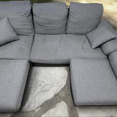 ソファー グレー×ブラック 3P オットマン付 3人掛け コーナー 5P