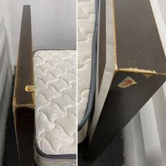 シングルベットセット 木製フレーム ブラウン 中古家具 店頭引取歓迎 R8832