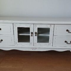 猫足 アンティーク調 ホワイト 木製 テレビ台 クラシックスタイル TVボード