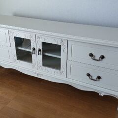 猫足 アンティーク調 ホワイト 木製 テレビ台 クラシックスタイル TVボード