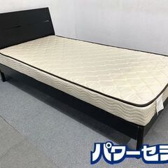 シングルベットセット 木製フレーム ブラック 中古家具 店頭引取歓迎 R8836